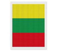 The Republic of Lithuania Flag Diamond DIY Painting Kits Square Full Drill Digital Art Craft for Home Office Wall Decor 12"x16"
