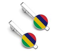 The Republic of Mauritius Flags Men Tie Clip Wedding Gift for Best Man, Groomsman, Usher, Birthday