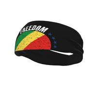 The Republic of The Congo Flag and Freedom Headbands Men Women Non Slip Wicking Sports Sweatband for Gym Basketball Yoga Hairbands