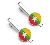 The Republic of The Union of Myanmar Flags Men Tie Clip Wedding Gift for Best Man, Groomsman, Usher, Birthday