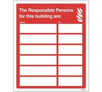 The Responsible Persons for this building are: (self adhesive vinyl safety label)