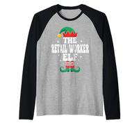 The Retail Worker Elf Funny Christmas Matching Family Raglan Baseball Tee