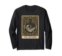 The Retiree Tarot Card Skeleton Beach Funny Retirement Long Sleeve T-Shirt