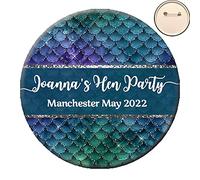 The Retouch Oasis Personalised MERMAID PIN BADGE Button Hen Night Birthday Party -58mm