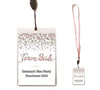 The Retouch Oasis * Personalised TEAM BRIDE PINK LANYARD + Badge/card - Hen Night Party