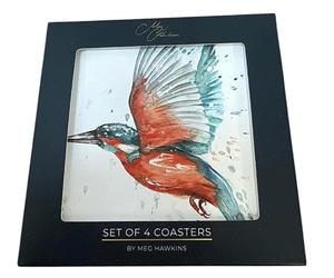 'The Retreat' Kingfisher Watercolour Design Set of 4 Coasters