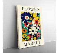 The Retro Flower Market Exhibition No.2 Canvas Wall Art Print Ready to Hang, Framed Picture for Living Room Bedroom Home Office Décor, 76x50 cm (30x20 Inch)