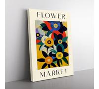 The Retro Flower Market Exhibition No.9 Canvas Wall Art Print Ready to Hang, Framed Picture for Living Room Bedroom Home Office Décor, 76x50 cm (30x20 Inch)