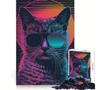 The Retrowave Cat 1000 Piece Jigsaws for Adults Puzzle Intellect Toy Relaxing Fun Quality Cut Fine Art Piece (38x26cm)