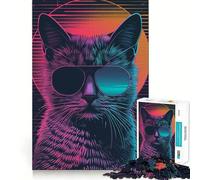 The Retrowave Cat 1000 Piece Jigsaws for Adults Puzzle Intellect Toy Relaxing Fun Quality Cut Fine Art Piece (38x26cm)