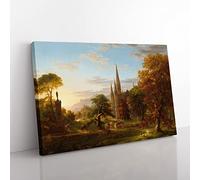 The Return By Thomas Cole Classic Painting Canvas Wall Art Print Ready to Hang, Framed Picture for Living Room Bedroom Home Office Décor, 60x40 cm (24x16 Inch)