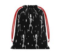 The Reveling Skeletons Christmas Gift Bags With Drawstrings, Giant Reusable Holiday Fabric Gift Bags For Xmas Presents And Party Favors S
