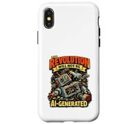 The Revolution Will Not Be AI Generated Funny Retro Robot Case for iPhone X/XS