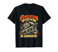 The Revolution Will Not Be AI Generated Funny Retro Robot T-Shirt