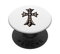 The rhombus Pave Diamonds Gold Cross PopSockets Adhesive PopGrip