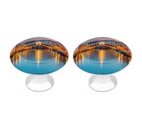 The Rialto Bridge's Italy Night Printed Drawer Handles 2 Pack 1.2" Round Stainless Steel Cabinet Knobs Pulls