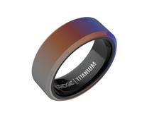The Ridge Burnt Titanium Beveled Ring Comfort Fit Wedding Band - 11