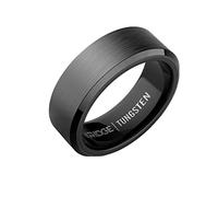 The Ridge Gunmetal Beveled Ring Comfort Fit Wedding Band - 7