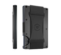 The Ridge Minimalist Slim Wallet for Men - RFID Blocking Front Pocket Credit Card Holder - Aluminum Metal Small Mens Wallets with Cash Strap (Hex Ridge, Gunmetal)