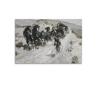 The Right of The Road by Frederic Remīngtōn Painting Art Poster Wall Art Picture Canvas Prints Bedroom Living Room Decor 08x12inch(20x30cm)