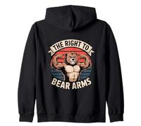 The Right To Bear Arms Funny Muscular Bear Pun Zip Hoodie