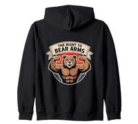 The Right To Bear Arms Muscular Bear Retro Zip Hoodie