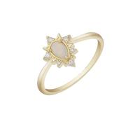 The Ring for Men, Opal Promise Ring 18K Yellow Gold Pear Opal with White Cubic-Zirconia Size H 1/2 Stackable Knuckle for Mother'S Day