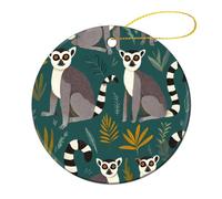 The Ring-tailed Lemur Round Decor Hanging Ornament 4 Pcs