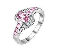 The Rings 2 Shaped Cubic Zirconia Solitaire Style Wedding Engagement Anniversary Ring Dainty Stackable Engagement and Wedding Promise Rings Throw Rings, 9, Metal, No Gemstone