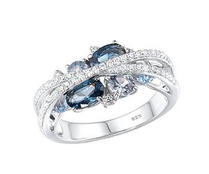 The Rings Card Game Secrets Dark Forest Hollow Sea Blue Zircon Ring for Gift O Rings Assortment Steel, 10, Metal, No Gemstone