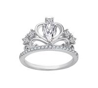 The Rings Luxury Edition Gold Plated Round Cut White Cubic Zirconia Ring with Pave Filling Engagement Wedding Proposal Promise Crown Ring for Women and Lovers of Rings Poster Card, 6, Copper, No