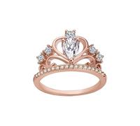 The Rings Luxury Edition Gold Plated Round Cut White Cubic Zirconia Ring with Pave Filling Engagement Wedding Proposal Promise Crown Ring for Women and Lovers of Rings Poster Card, 10, Copper, No