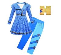 The Rise of Red Costume Dress Up for Girls Zipper Long Sleeve Dresses&Pant Glove 3pcs Kids Fancy Princess Halloween Party Cosplay Outfit (blue, 9-10 Years)