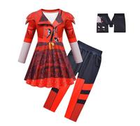 The Rise of Red Costume Dress Up for Girls Zipper Long Sleeve Dresses&Pant Glove 3pcs Kids Fancy Princess Halloween Party Cosplay Outfit (red, 3-4 Years)