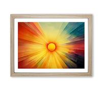 The Rising Sunset Vol.2 Abstract H1022 Framed Print for Living Room Bedroom Home Office Décor, Wall Art Picture Ready to Hang, Oak A2 Frame (64 x 46 cm)