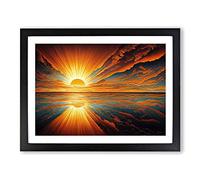 The Rising Sunset Vol.6 Abstract Framed Print | A2 Black Framed Wall Art | Ready to Hang | Abstract Landscape Picture | Living Room Bedroom Lounge Office