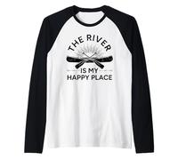 The River is My Happy Place - Kayak Canoeist Raglan Baseball Tee