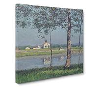 The River Seine by Gustave Caillebotte Canvas Print | Gallery Wrapped 30mm Frame Wall Art | 14x14 inches | Ready to Hang | Modern Landscape Picture | Living Room Bedroom Lounge Office