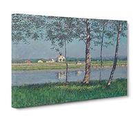 The River Seine By Gustave Caillebotte Canvas Print | Gallery Wrapped 30mm Frame Wall Art | 30x20 inches | Ready to Hang | Classic Landscape Picture | Living Room Bedroom Lounge Office