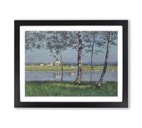 The River Seine By Gustave Caillebotte Classic Painting Framed Print | A4 Black Framed Wall Art | Ready to Hang | Classic Landscape Picture | Living Room Bedroom Lounge Office