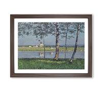 The River Seine By Gustave Caillebotte Classic Painting Framed Wall Art Print, Ready to Hang Picture for Living Room Bedroom Home Office Décor, Walnut A2 (64 x 46 cm)