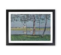 The River Seine by Gustave Caillebotte Framed Print | A2 Black Framed Wall Art | Ready to Hang | Modern Landscape Picture | Living Room Bedroom Lounge Office