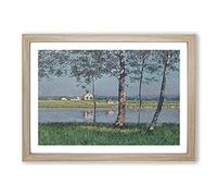 The River Seine by Gustave Caillebotte Framed Print | A2 Oak Framed Wall Art | Ready to Hang | Modern Landscape Picture | Living Room Bedroom Lounge Office