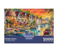 The Riverside Town Jigsaw Puzzles for Adults Interesting Puzzles 1000 Pieces Impossible Puzzle for Adults Gifts 38x26cm/1000pcs