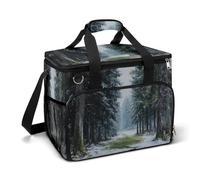 The Road Tall Pine Trees in Winter Camping Cooler Bag Insulated Beach Coolers Portable Leak Proof Bags with Shoulder Strap