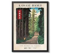 The Road To Nikko Traditional Woodblock Poster, Ukiyo-e Art Prints, Japanese Wall Art, Scenic Landscapes Home Decor, A3 (Black Frame) - 45x32.8cm