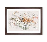 The Road to Nowhere Watercolour Framed Print | A2 Walnut Framed Wall Art | Ready to Hang | Modern Historical Picture | Living Room Bedroom Lounge Office