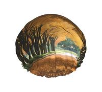 The Road To Park Shower Cap & Bath Cap, Double Protection& Elastic, Reusable Waterproof Hair Cap With Peva Lining