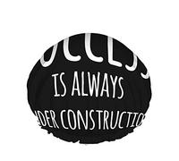 The Road To Success Is Under Construction Shower Cap,Funny Inspirational Quotation Waterproof Double Layer Bath Caps Perfect For All Hair Lengths And Thicknesses