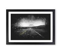 The Road to Texas Paint Splash Framed Print | A2 Black Framed Wall Art | Ready to Hang | Modern Nature Picture | Living Room Bedroom Lounge Office